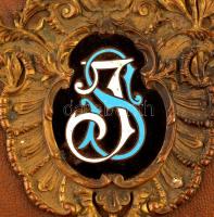 cca 1880 August Klein bőr kötés (könyv), rekeszzománc monogrammal, réz rátétekkel, szélek kopottak, ...