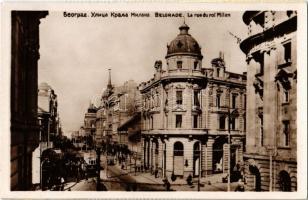 Beograd, Belgrád, Belgrade; Ulica Krala Milana / street, tram, automobile