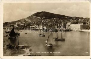 1929 Split, Luka i Pogled na Marjan / harbour, sailships (small tear)