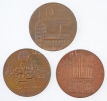 NDK 1987. "Stralsund Numizmatika 25. évforduló" 3db klf hajókat ábrázoló Br emlékérem (40m...