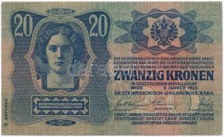 1913. 20K II. kiadás, piros "MAGYARORSZÁG" körbélyegzővel T:I-,II