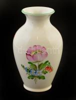 Herendi virágmintás (Tertia) váza, kézzel festett, jelzett, kis kopásnyomokkal, m:14 cm