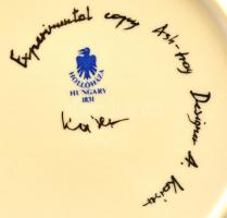 Hollóházi porcelán Kaiser tál, matricás, jelzett, kopásnyomokkal, d: 15 cm