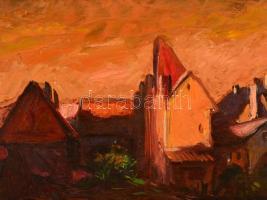 Jelzés nélkül: Sopron: Olaj, farost, fa keretben, 20×48 cm
