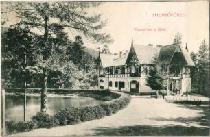 1907 Thurzófüred, Kúpele Turzov (Gölnicbánya, Gelnica); Thurzó ház a tóval / villa with lake (r)