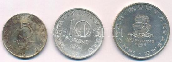 1948. 5Ft Ag "Petőfi" + 10Ft Ag "Széchenyi" + 20Ft Ag "Táncsics" - &qu...