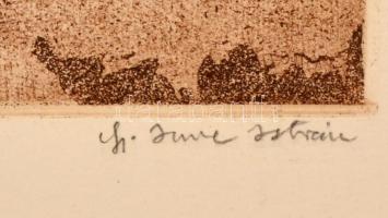 ifj. Imre István (1950- ): Lovacskák, rézkarc, papír, jelzett, számozott (34/100), fa keretben, folt...