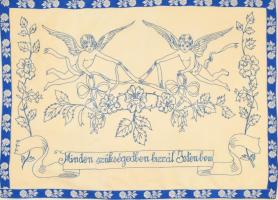 Hímzett konyhai feliratos textil falvédők, 4 db