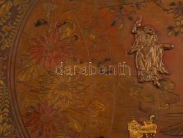 Távol keleti réz tál, jelzés nélkül, d: 35,5 cm