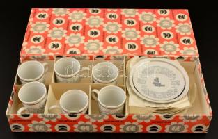 Jelzett szovjet mokkás csésze és alj ( 6db), hibátlan, jelzett, eredeti dobozában