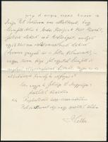 1942 Heller Bernát orientalista, rabbiképzői tanár saját kézzel írt levele a debreceni status quo an...