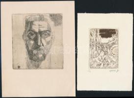 Józsa János (1936- ): Szarvasok; Önarckép; Névadó, 3 db rézkarc, papír, jelzettek (az egyik a dúcon)...
