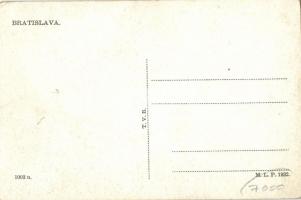 Pozsony, Pressburg, Bratislava; monitorhajók a Dunán, léghajó este / Donauflottille / Hungrian River...