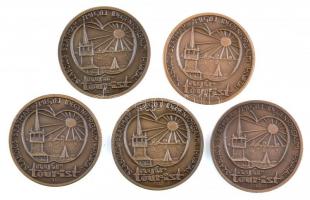 Tóth Sándor (1933-) DN 5db-os "Szeged Tourist" emlékérem, mind eltérő hátlappal: Csaroda, ...