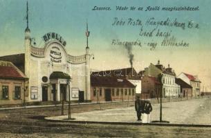 1917 Losonc, Lucenec; Vásár tér az Apolló mozgószínházzal, üzletek / market square, cinema, shops  (EK)