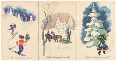 30 db MODERN karácsonyi üdvözlőlap az 50-es és 60-as évekből / 30 MODERN Christmas greeting motive cards from the 50s and 60s