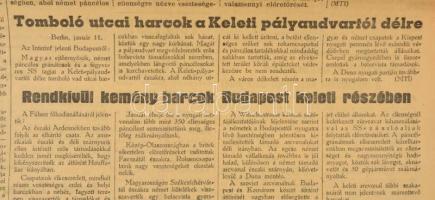 1945 A Nemzetőr című újság 7. évfolyamának 9. száma, címlapon a budapesti harcokról szóló cikkel