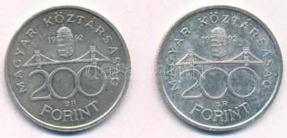 1992. 200Ft Ag "MNB" (2x) T:1- Adamo F13