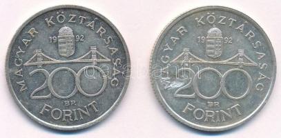 1992. 200Ft Ag "MNB" (2x) T:1- horpadás Adamo F13