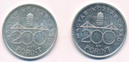 1992. 200Ft Ag "MNB" (2x) T:1 Adamo F13