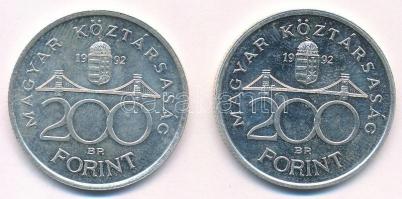 1992. 200Ft Ag "MNB" (2x) T:1 Adamo F13