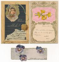 6 db RÉGI litho szecessziós virágos motívumlap / 6 pre-1945 Art Nouveau litho floral motive cards