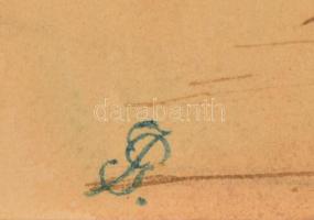 IG jelzéssel: Tűzoltók, akvarell, papír, paszpartuban, 25×32,5 cm