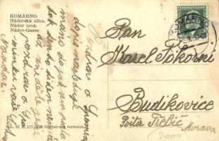 1937 Komárom, Komárnó; Nádor utca, Bata cipőbolt, Spitzer Nándor üzlete, Lahóczky (?) cukrászda, Szl...