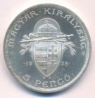 1938. 5P Ag "Szent István" T:1 kis patina Adamo P8.1