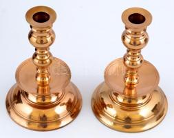 Vadstena réz gyertyatartó párban, jelzett, eredeti dobozában, m:14 cm (2×)