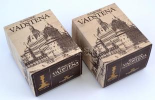 Vadstena réz gyertyatartó párban, jelzett, eredeti dobozában, m:14 cm (2×)