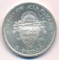 1938. 5P Ag "Szent István" T:1- kis patina Adamo P8.1