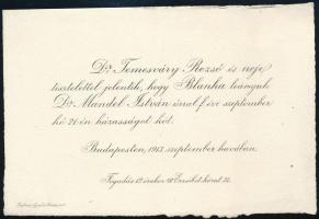 1899-1910 5 db izraelita esküvői meghívó