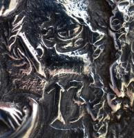 Antik ezüst (Ag.) áttört bieder kis tálka, jelzett, poncolt, nettó: 67 g, d: 12,5 cm