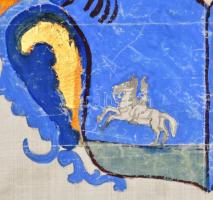 cca 1862 Bémer László nagyváradi püspök halotti címere, festett selyemkép, nyomtatott szöveggel, 69×...