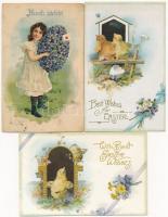 30 db RÉGI húsvéti üdvözlőlap, közte litho és dombornyomott lapok / 30 pre-1945 Easter greeting cards, among them litho and Emb. ones
