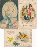 30 db RÉGI húsvéti üdvözlőlap, közte litho és dombornyomott lapok / 30 pre-1945 Easter greeting card...
