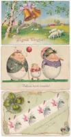 30 db RÉGI húsvéti üdvözlőlap, közte litho és dombornyomott lapok / 30 pre-1945 Easter greeting card...