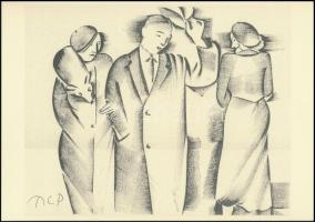 Molnár C. Pál (1894-1981): Üdvözlés, kis szériás ofszet, papír, 28,5×17,5 cm