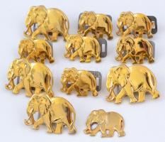 11 db réz kis elefánt kitűző 3,5x3 cm, 2,5cm