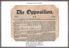 1849 Die Opposition. Nr. 196. 1848. nov. 26. Benne a kor híreivel, hirdetésekkel, német nyelven.  Pest, Trattner-Károlyi-ny., foltos, a szélein hiánnyal, 781-784 p.