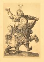 Nagy Lázár László (1935-): Dürer után. Rézkarc, papír, jelzett, üvegezett keretben, 11x7 cm
