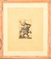 Nagy Lázár László (1935-): Dürer után. Rézkarc, papír, jelzett, üvegezett keretben, 11x7 cm