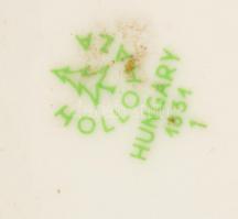 Hollóházi porcelán mokkás csészék, 9 db + csészealjak, 8 db, jelzett, kopásnyomokkal