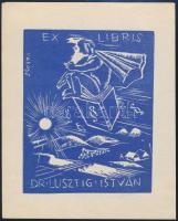 Vadász Endre (1901-1944): Ex libris Lusztig István. Linó, papír, jelzett a dúcon, 8,5×6,5 cm