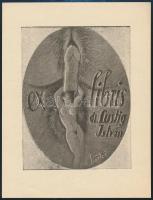 Bartos László (1902-1943): Pornográf ex libris. Klisé, papír, jelzett a klisén, 7,5×5,5 cm