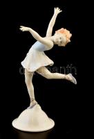 Táncos kislány, német porcelán, kézzel festett, jelzett, apró kopásokkal, m: 20,5 cm