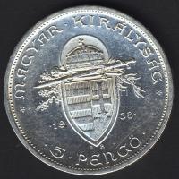 1938. 5P Ag "Szt.István" T:2/2- ph.