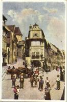 1909 Pozsony, Pressburg, Bratislava; Vártelek utca, zsidó negyed. Judaika, Művészlevelezőlap Hausner H. 7031/12. / Schlossgrundgasse / street in the Jewish district (ghetto). Judaica