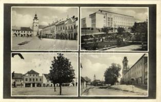 1937 Privigye, Prievidza; Fő tér, templom, reálgimnázium, városháza, üzletek / main square, church, grammar school, shops, town hall